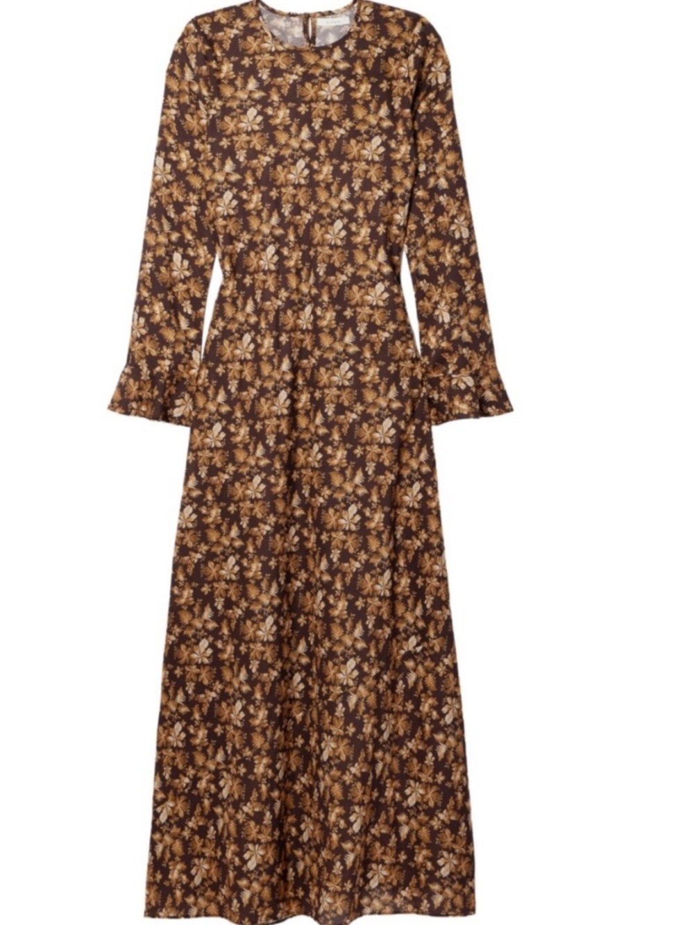 Doen size small Women’s Brown Floral Long Sleeve Maxi Dress - Picture 3 of 6